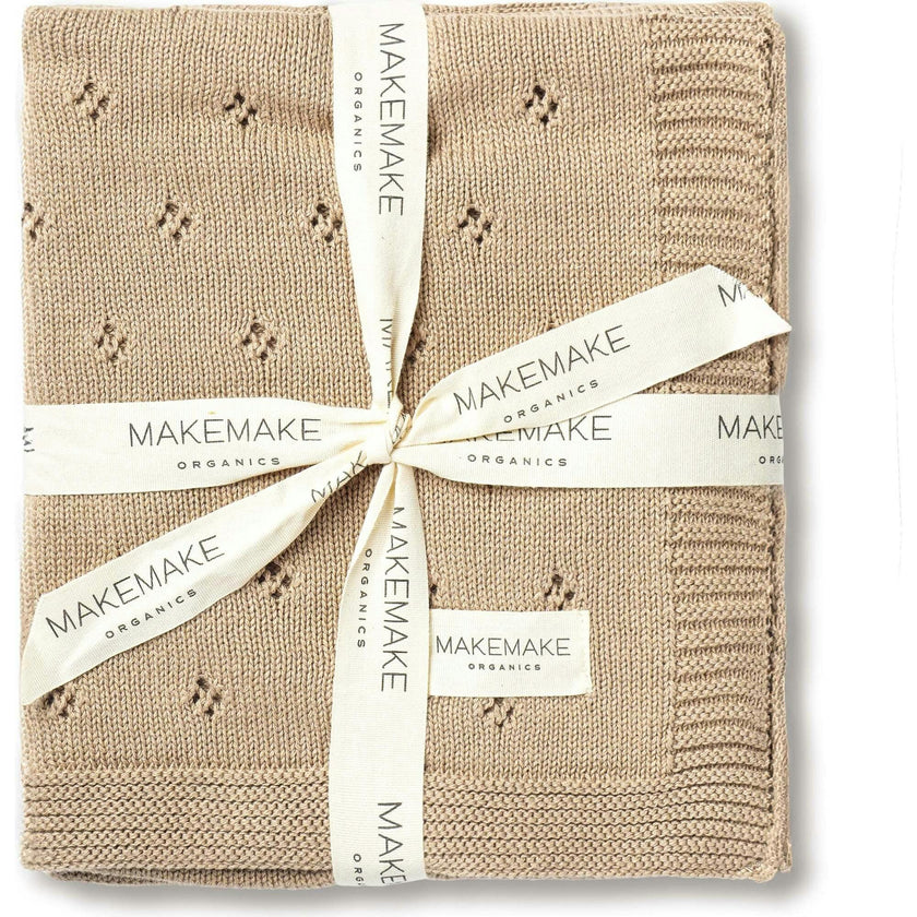 Organic Cotton Pointelle Baby Knit Blanket - Sand