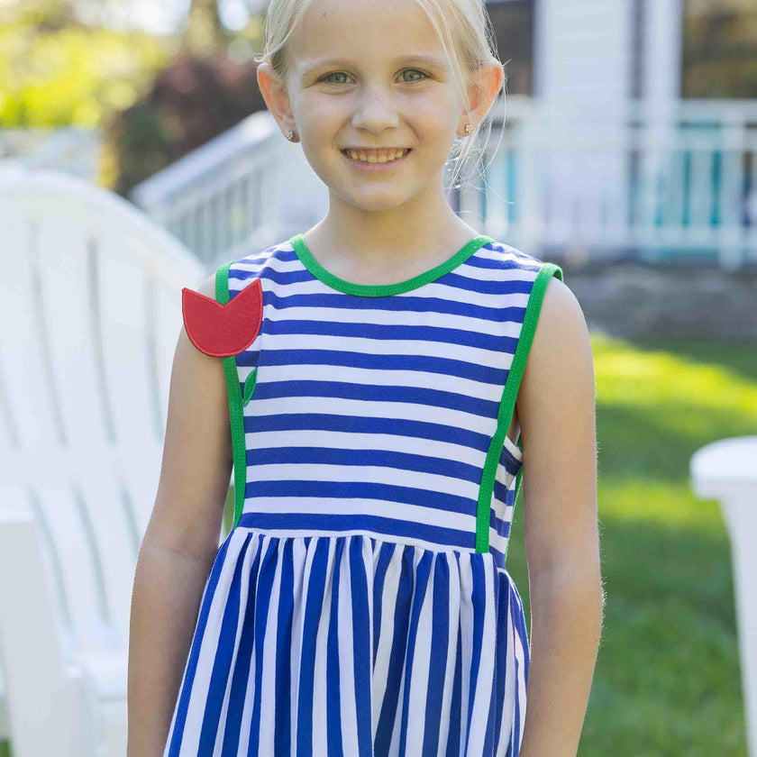 Stripe Knit Dress With Tulip