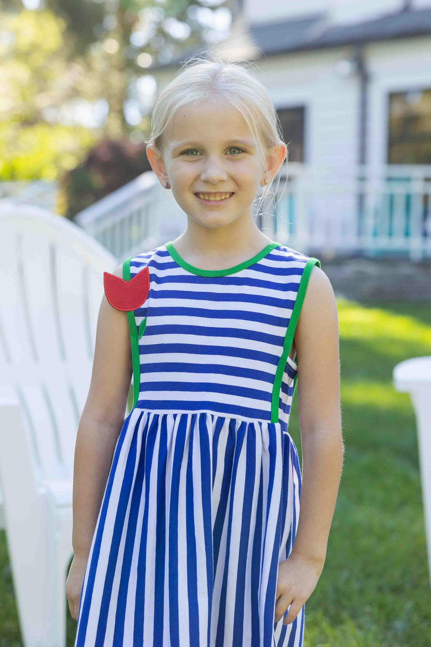 Stripe Knit Dress With Tulip