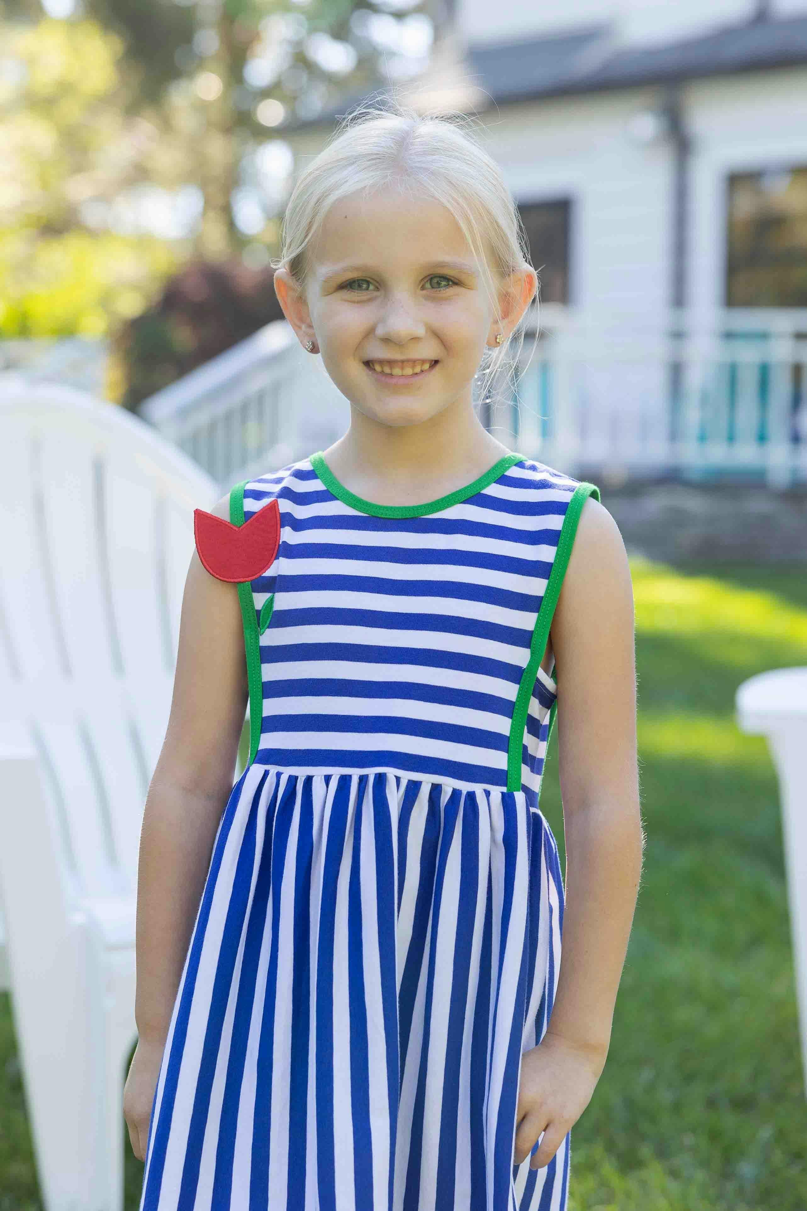 Stripe Knit Dress With Tulip