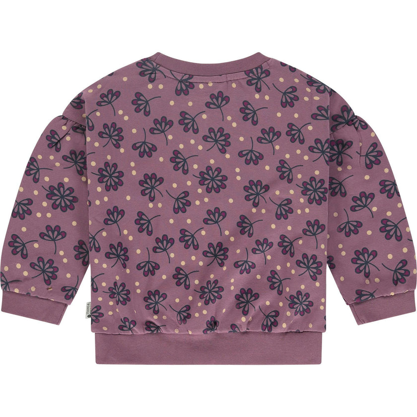 Floral Crew Neck Puff Sleeve Pullover Sweatshirt