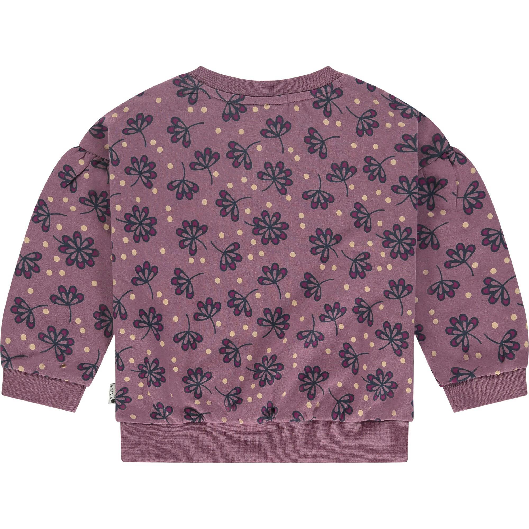 Floral Crew Neck Puff Sleeve Pullover Sweatshirt