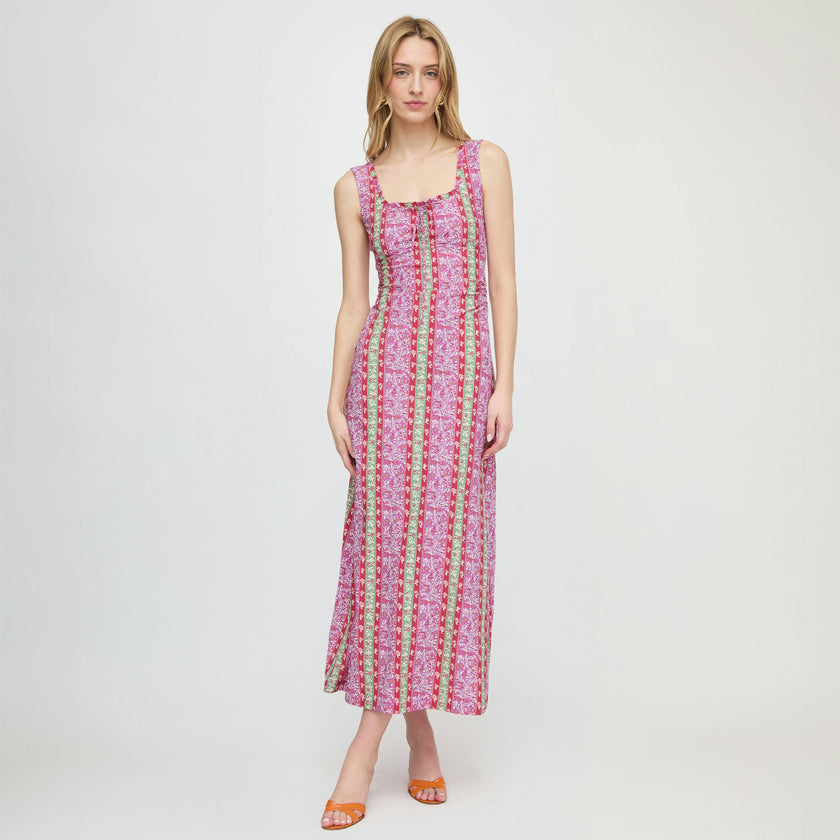 The Coraline Dress - Sunset Etched Floral Stripe