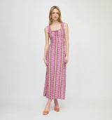 The Coraline Dress - Sunset Etched Floral Stripe