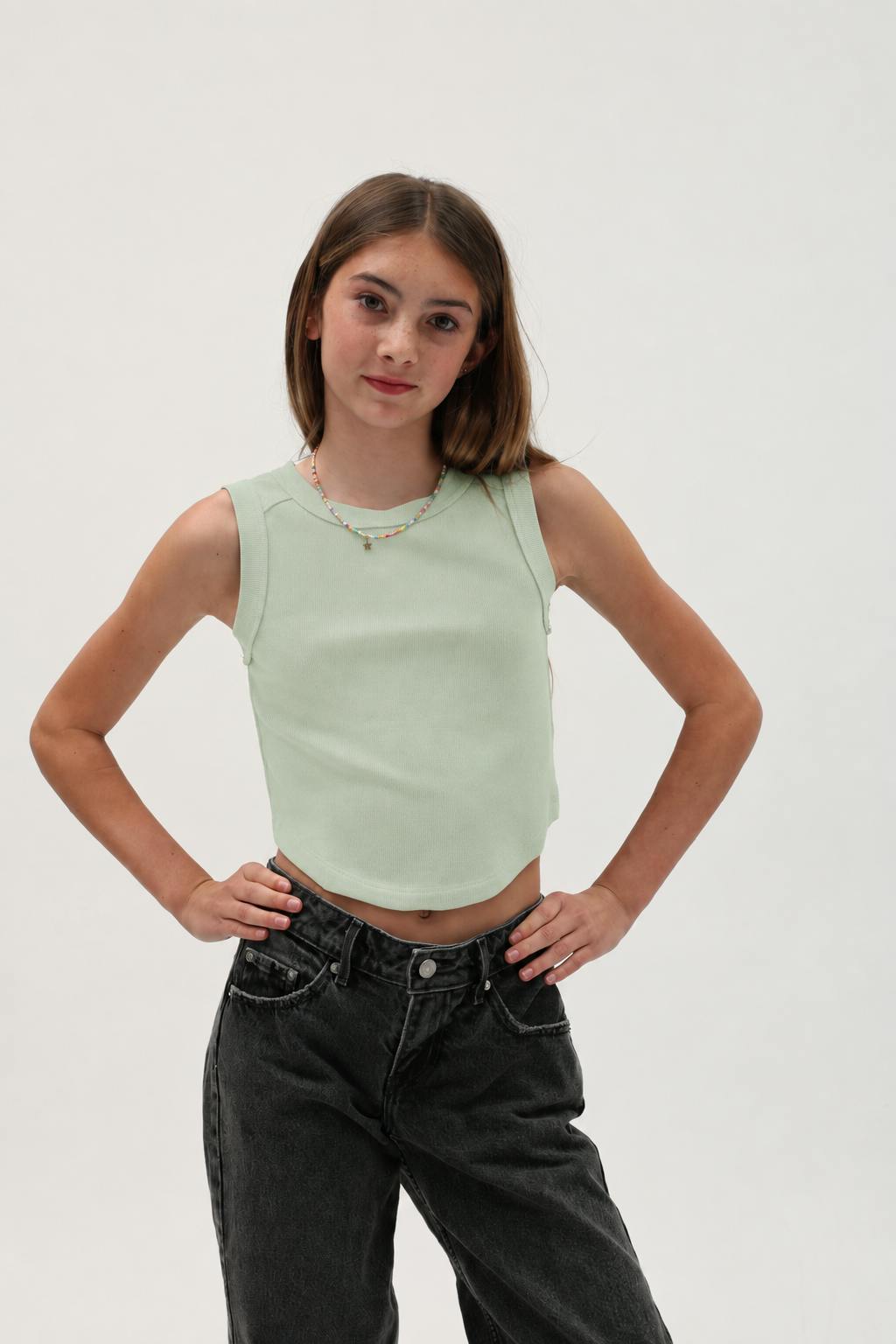 Tenly Rayon Rib Exposed Seam Tank Top