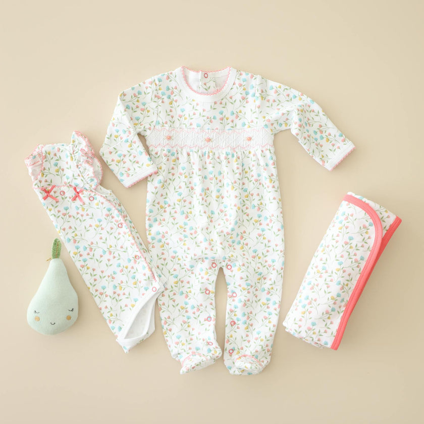 Pink Arabella Smocked Footie