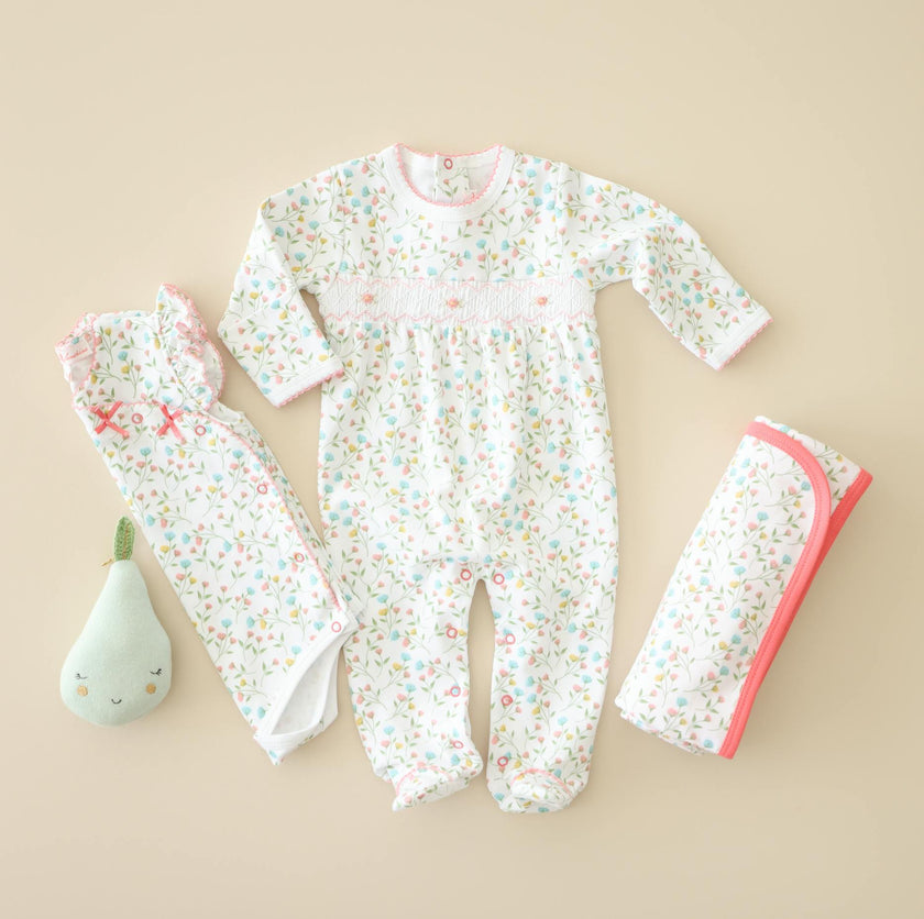 Pink Arabella Smocked Footie