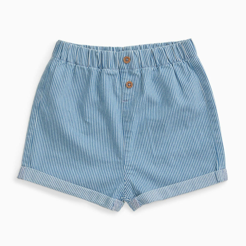 Striped Soft Denim Shorts