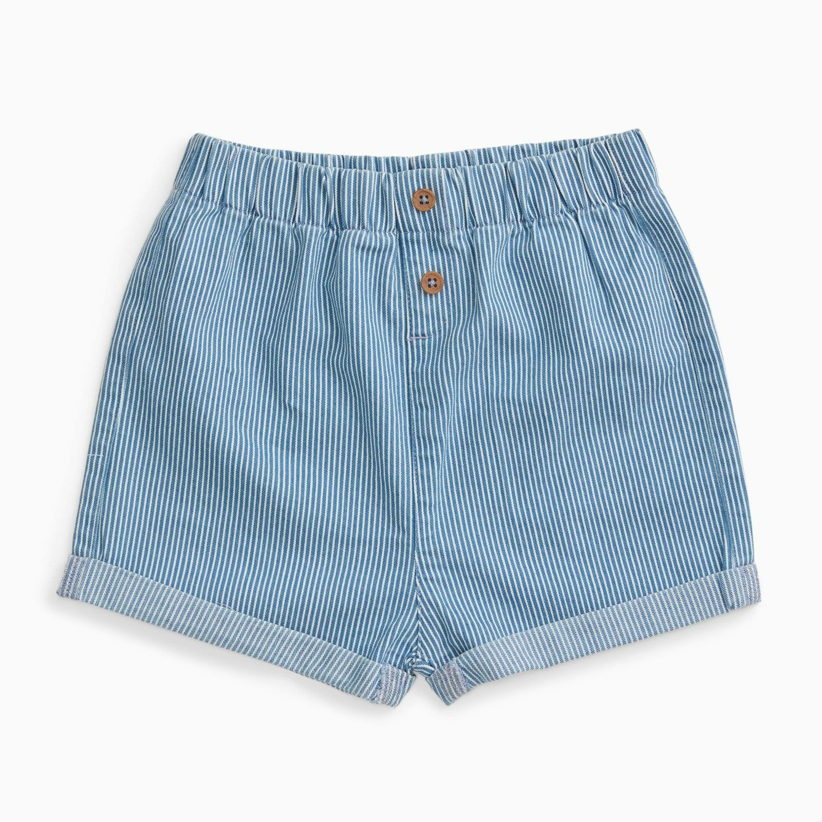 Striped Soft Denim Shorts