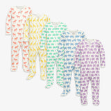Baby animal friends organic zip footie 5-pack gift set