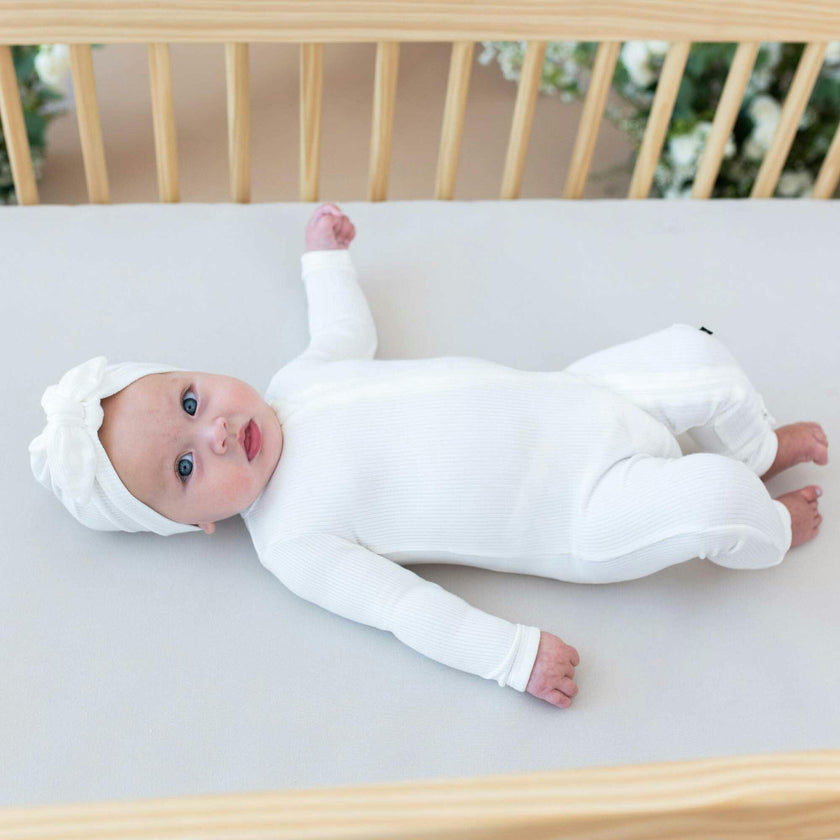 Ribbed Zipper Romper, Cloud