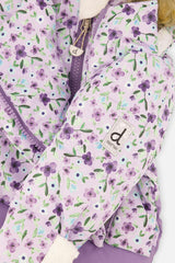 Baby Snug One Piece Snowsuit Adapted For Car Seats Purple Printed Mini Flowers