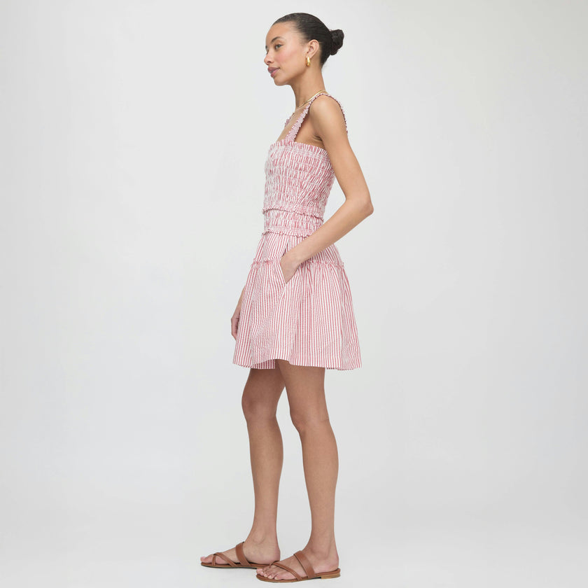 The Azalea Mini Nap Dress - Red Ticking Stripe