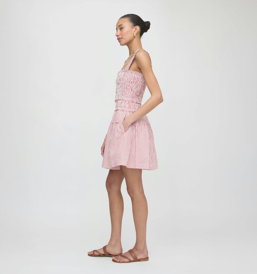 The Azalea Mini Nap Dress - Red Ticking Stripe