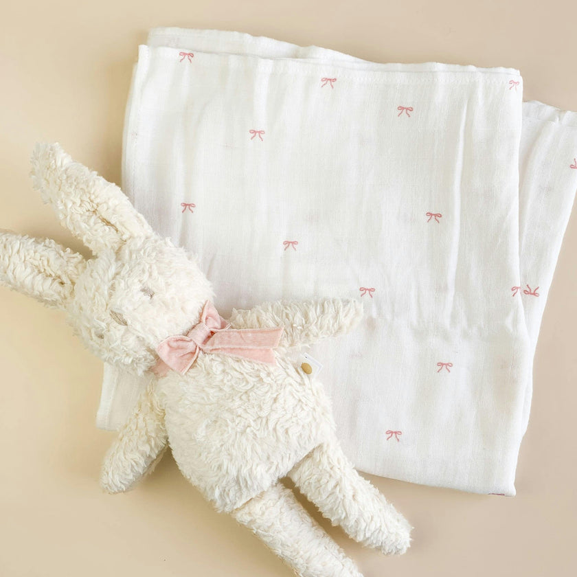 Swaddle and Charlie Bunny Plush Toy Set - Pink Bow