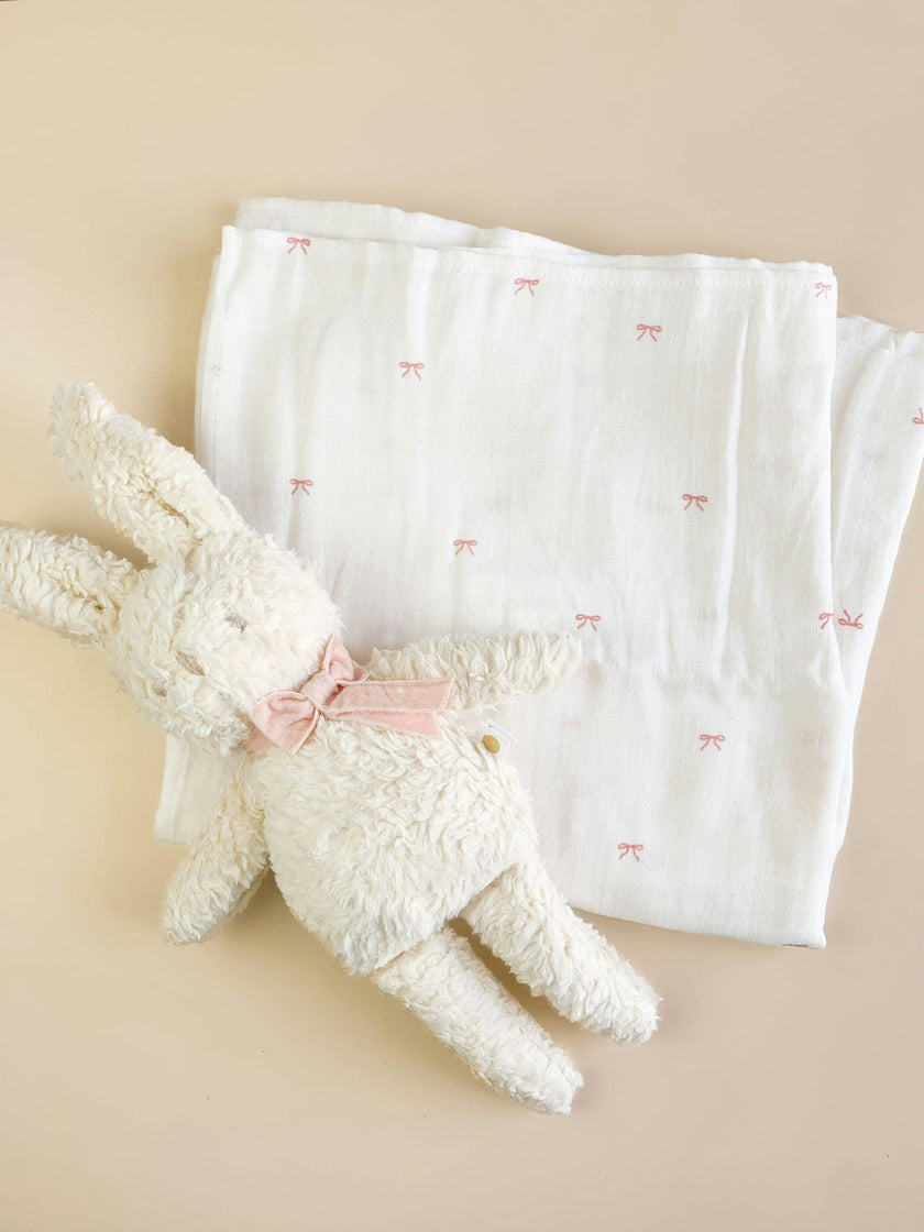 Swaddle and Charlie Bunny Plush Toy Set - Pink Bow