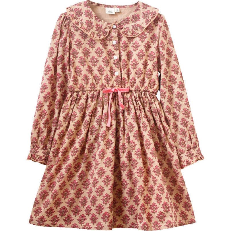 Long Sleeve Collar Dress with Velvet Tie
