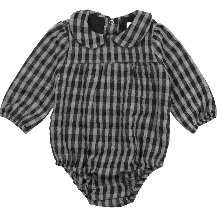 Plaid Collar Girls Romper