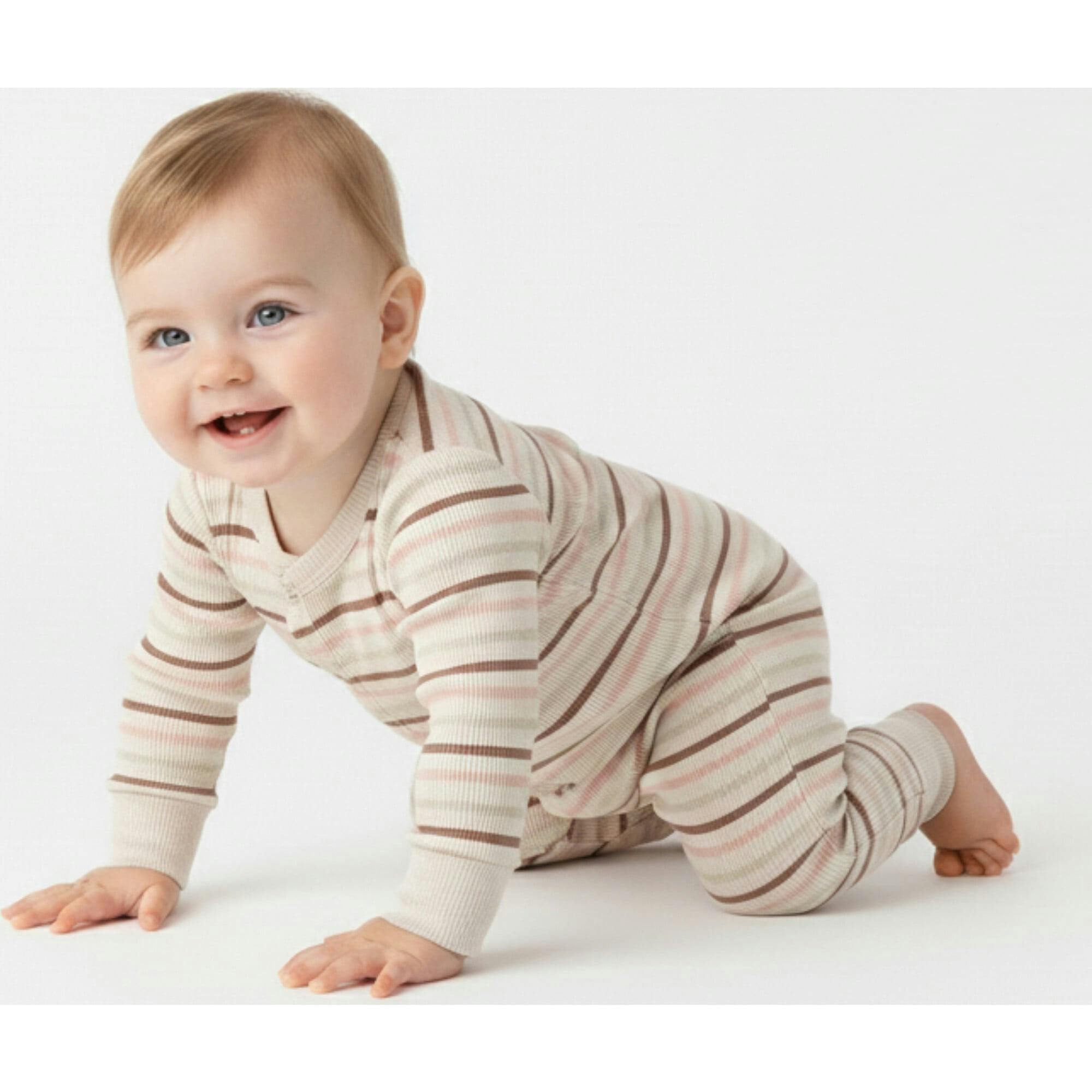 Organic 2-Way Zip Romper - Terra Stripes