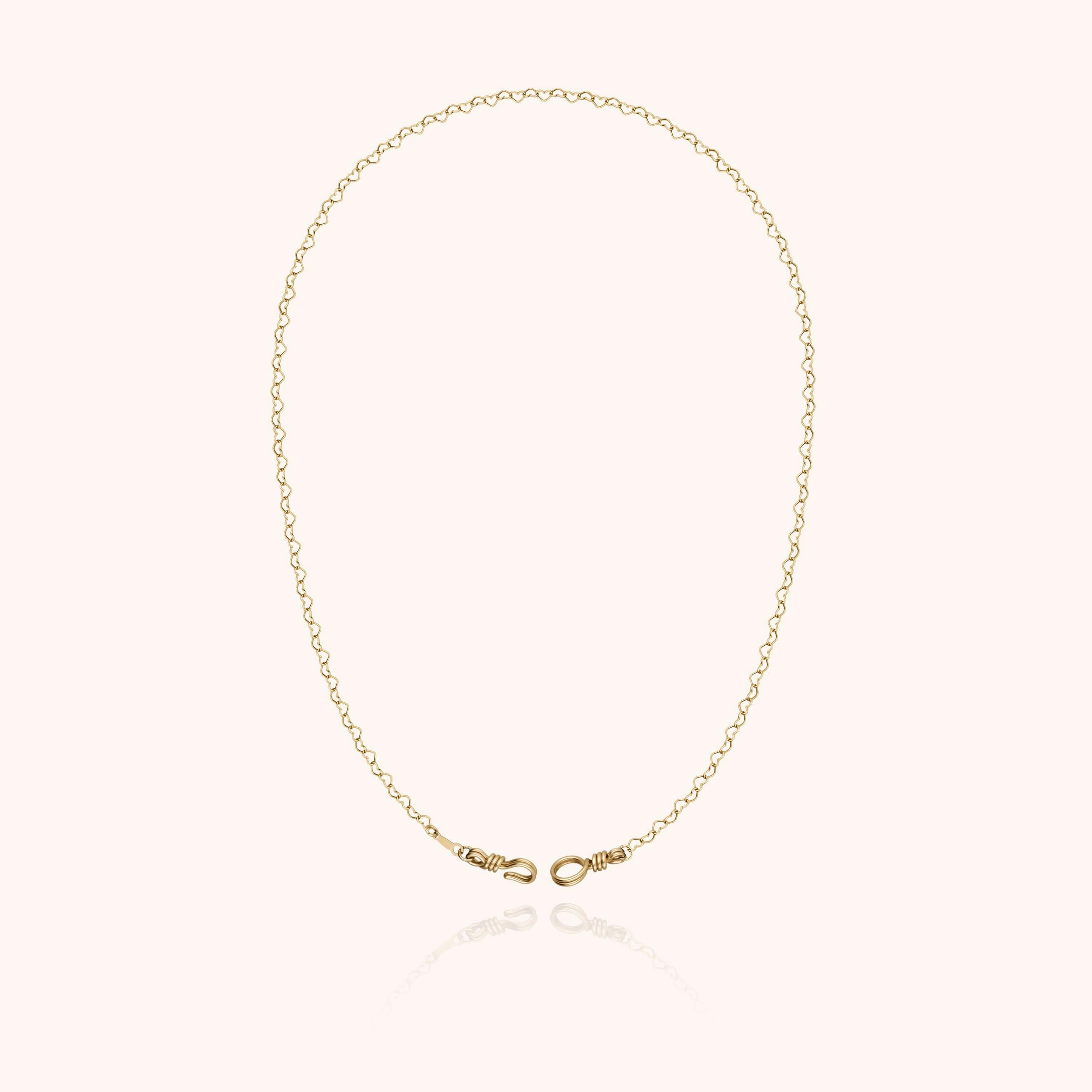 Women's Linked Hearts Necklace, Yellow Gold