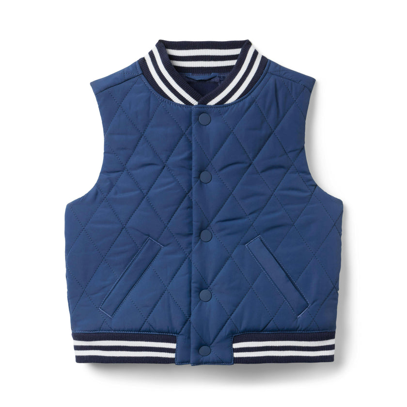 The Varsity Puffer Vest, blue