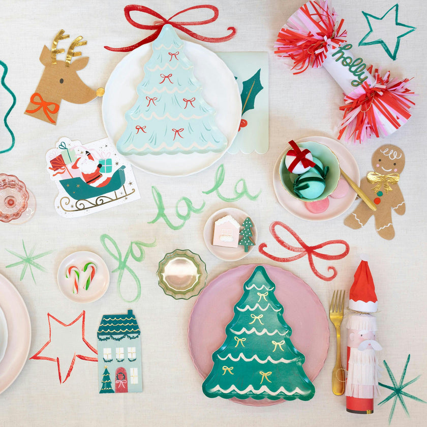 Christmas Tree With Bows Plates