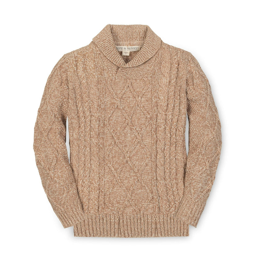 Organic Shawl Collar Cable Sweater