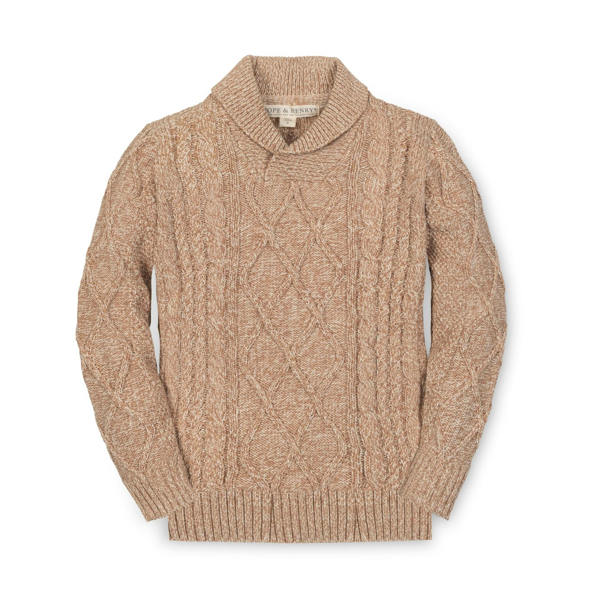 Organic Shawl Collar Cable Sweater