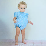 Baby Girls Harper Bubble - Blue Dewdrop Block Print