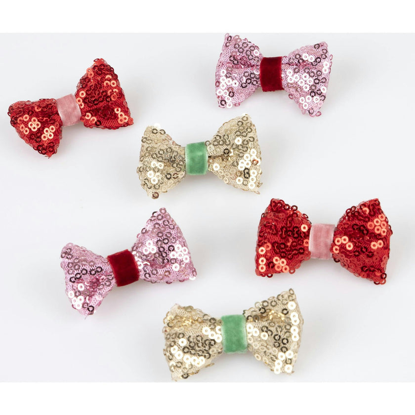 Sequin & Velvet Mini Bow Hairclips