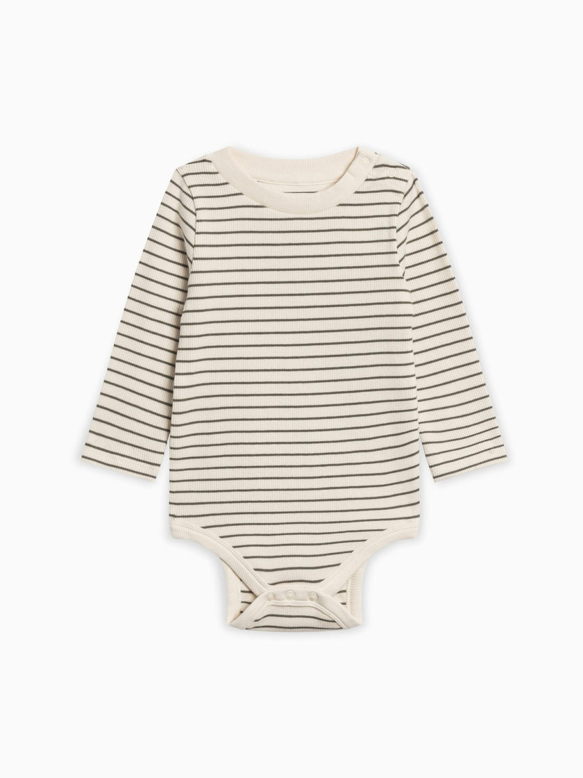 Sammy Ribbed Snap Shoulder Long Sleeve Bodysuit
