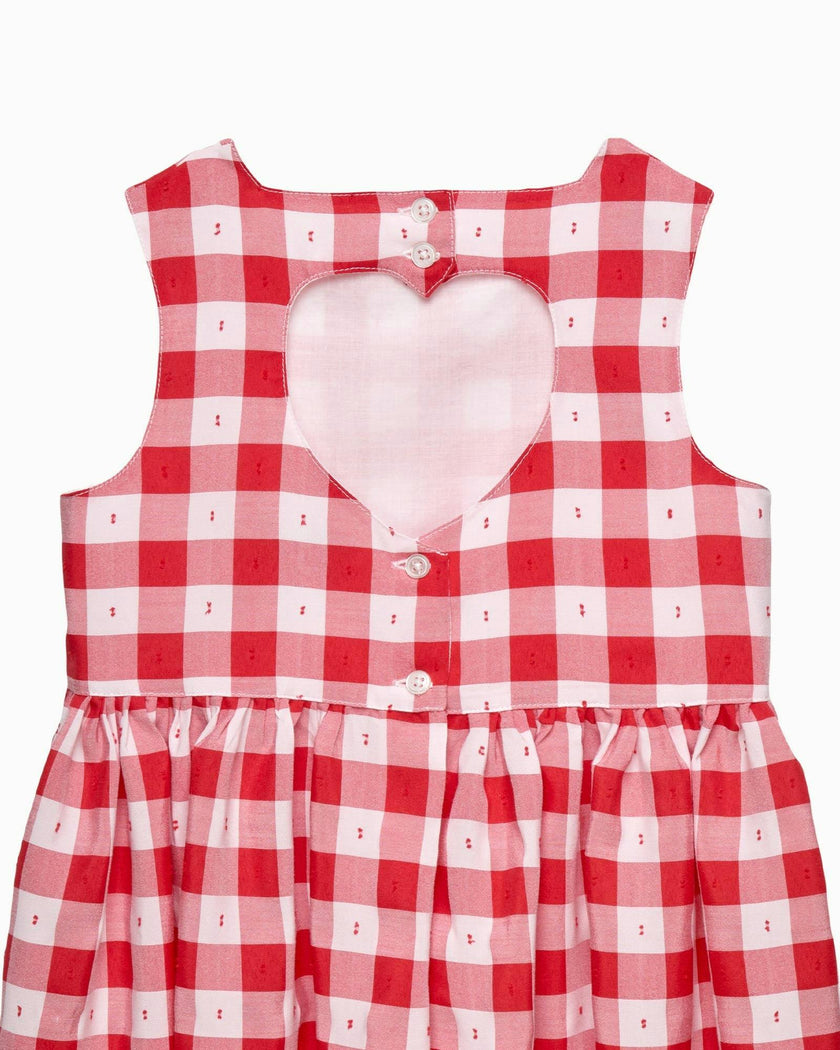 Valentina Heart Dress in Red Gingham