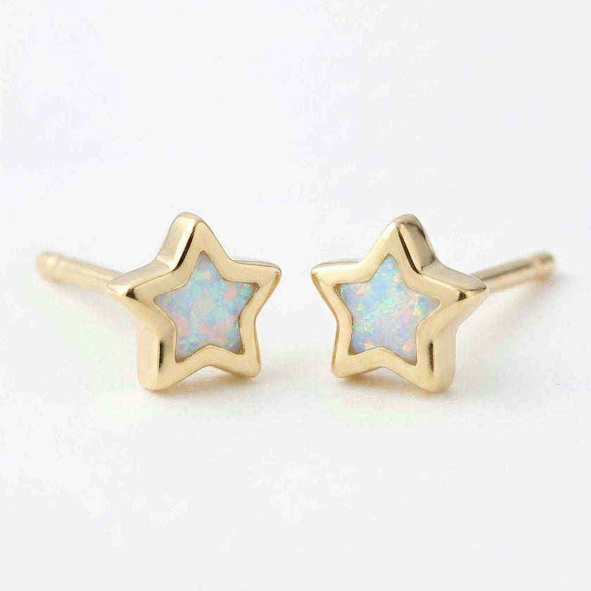Opal Star Stud Earrings
