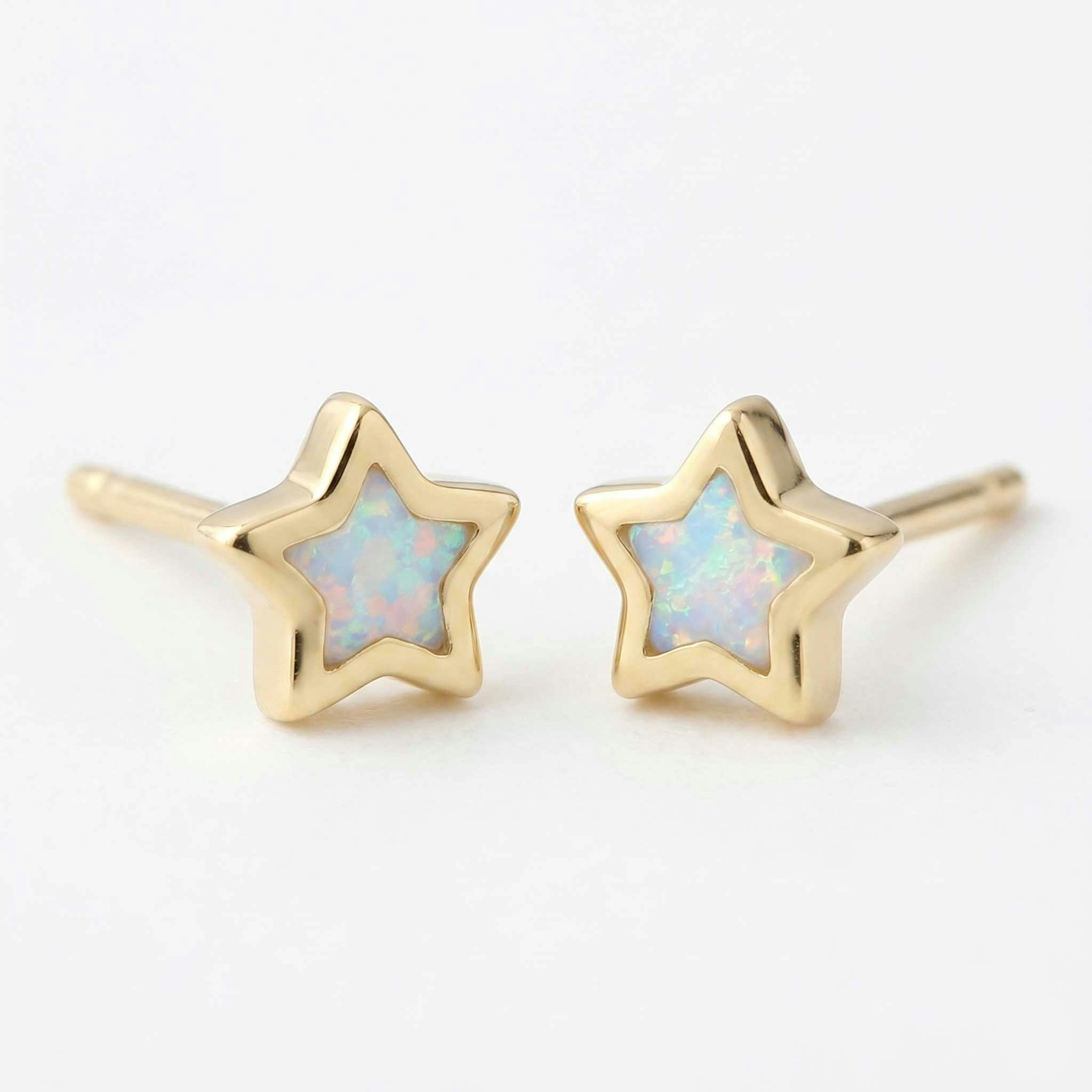 Opal Star Stud Earrings