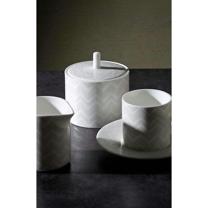 Sugar Pot Zig Zag  White Diam. 3.3"