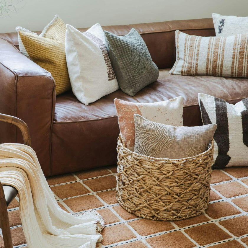 Sunrise Two-Tone Yellow & White Accent Pillow