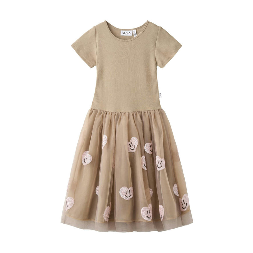 Brown Cyrusila Sequin Heart Tulle Dress