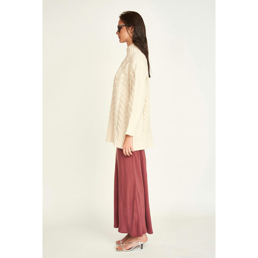 Salida Cable Turtleneck in Alabaster