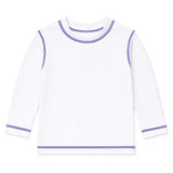 White and Royal Long Sleeve Rashguard with UPF 50