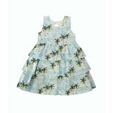 Resorts and Islands Palm Trees Tiered Cotton Summer Dress