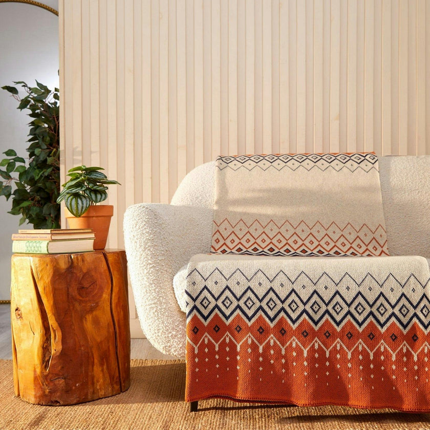 Cotton Sustainable Knit Throw Blanket | Vintage Icelandic