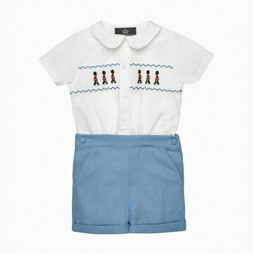 The Rupert Smocked Set in French Blue Guardsman