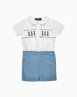 The Rupert Smocked Set in French Blue Guardsman