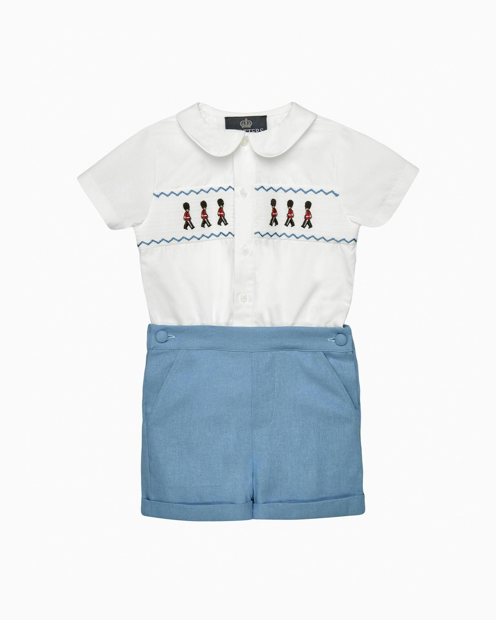 The Rupert Smocked Set in French Blue Guardsman