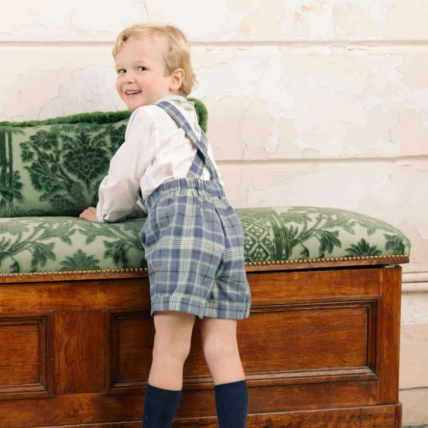 George Blue Tartan Overalls and Shirt