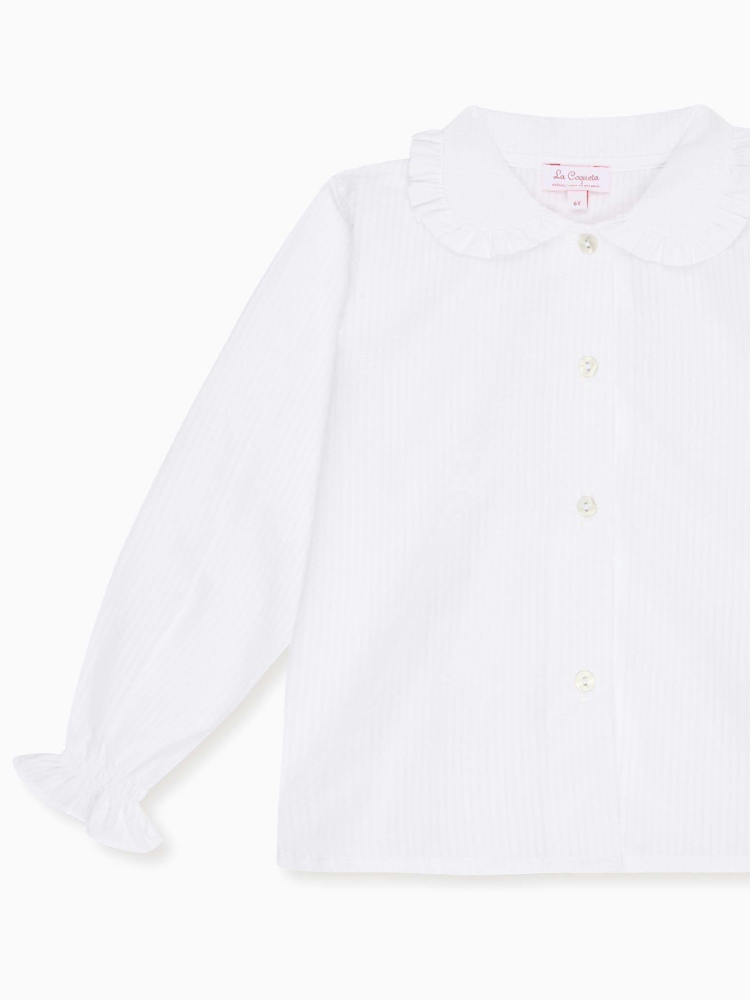 White Dameras Long Sleeve Girl Shirt