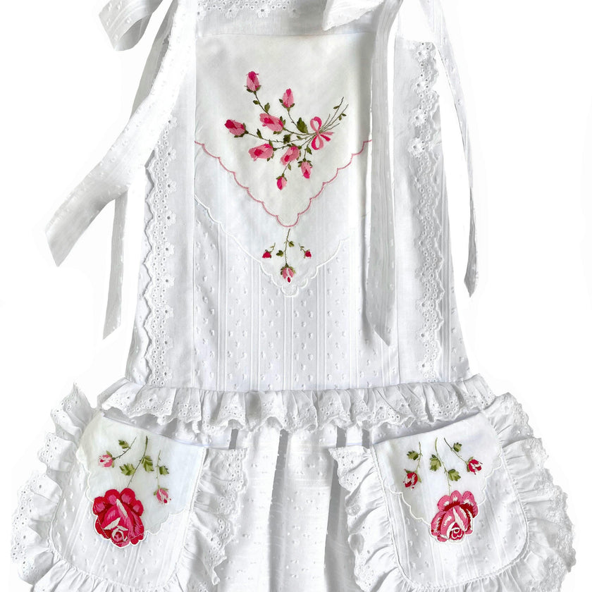 6y Drop-Waist Handkerchief Dress - Pink & Red Roses