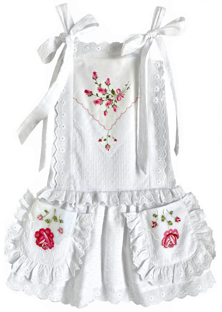6y Drop-Waist Handkerchief Dress - Pink & Red Roses