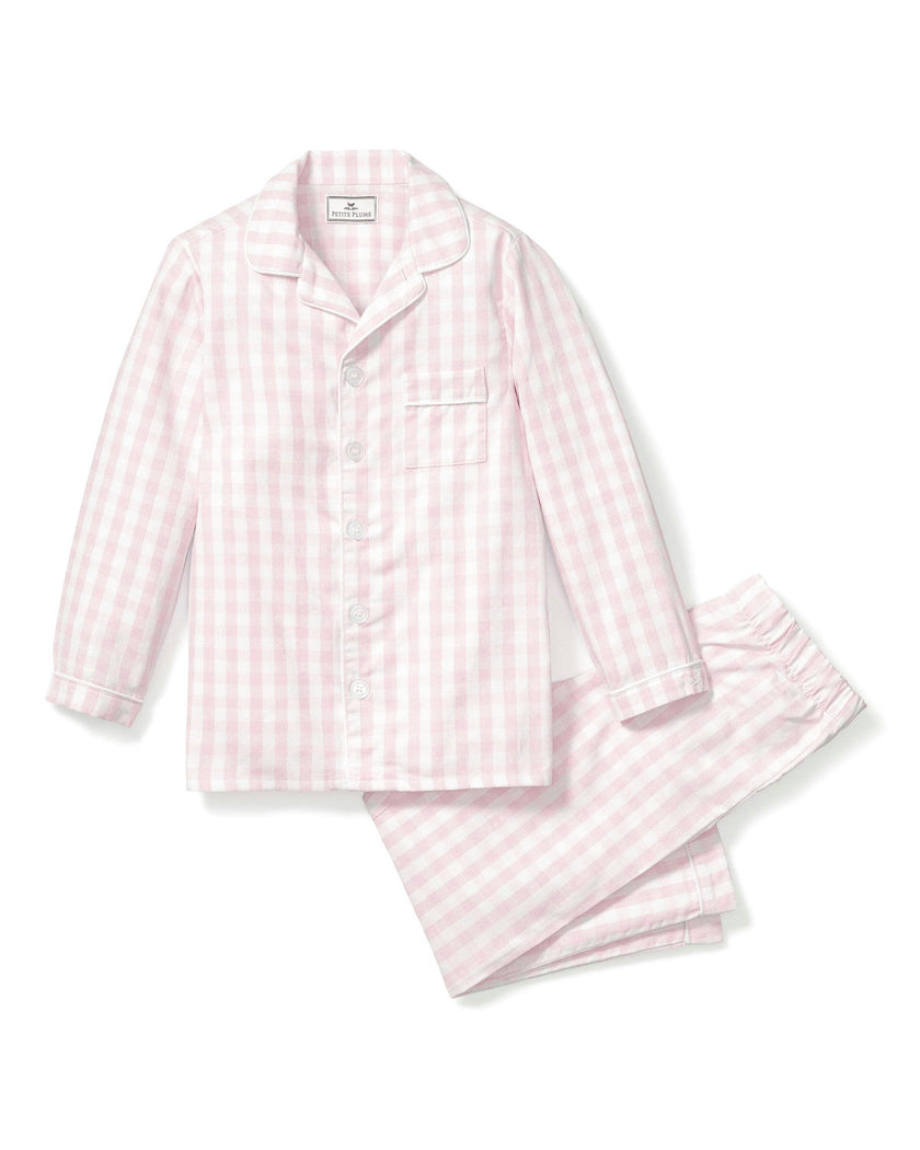 Kid's Twill Pajama Set in Pink Gingham