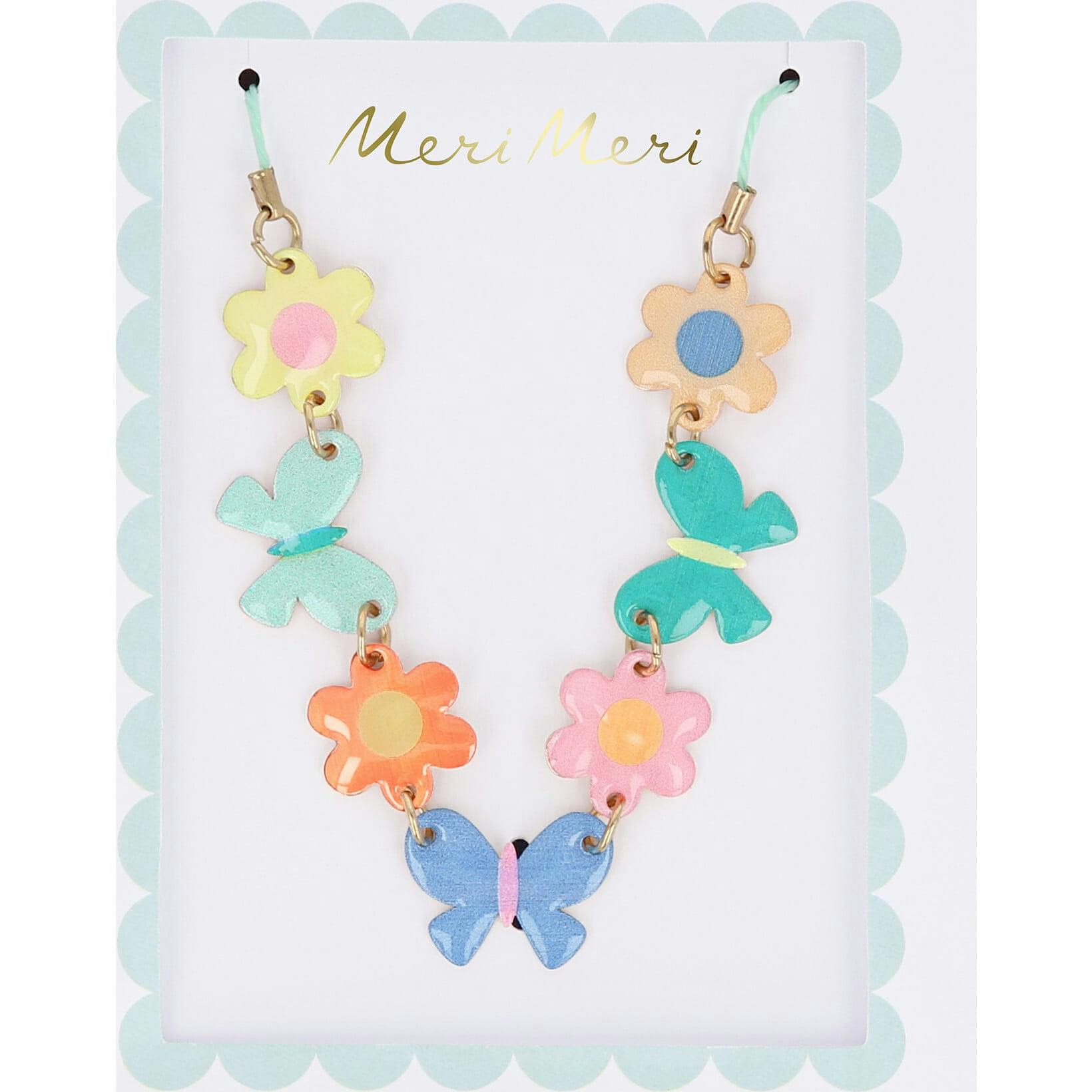 Butterflies & Flowers Enamel Charm Necklace